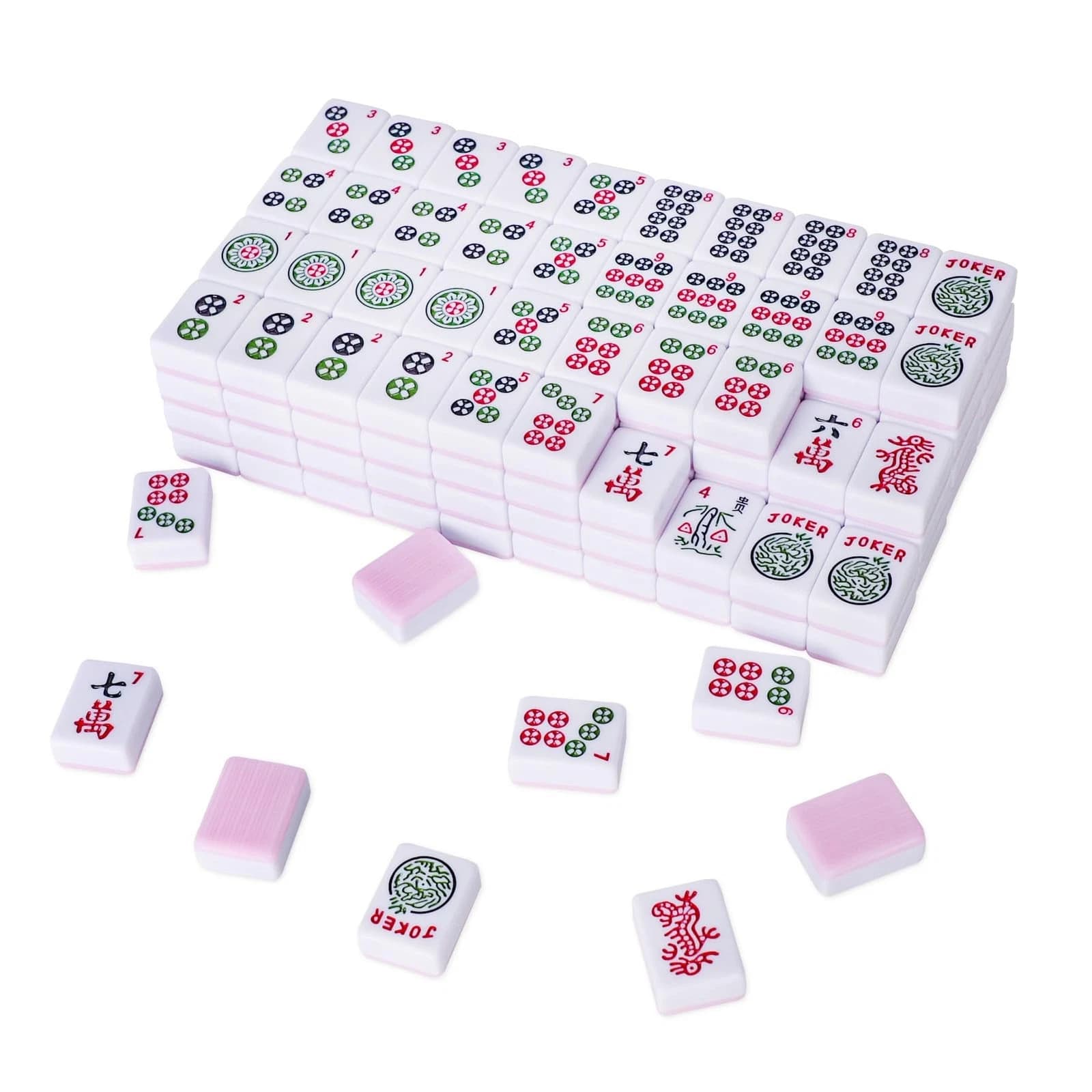 Classic Pink Back Mahjong Tile Set