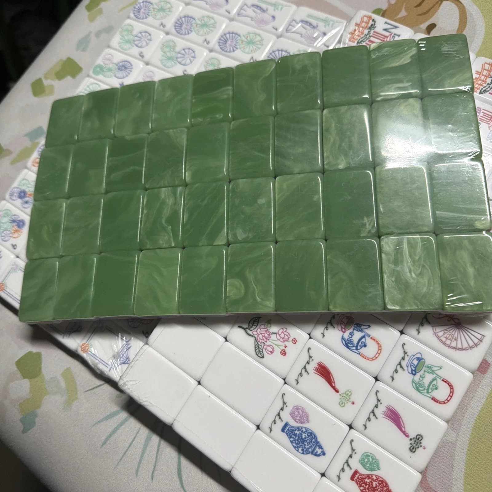 Green Marble Pagoda Mahjong Tile Set (Personalized), additional view