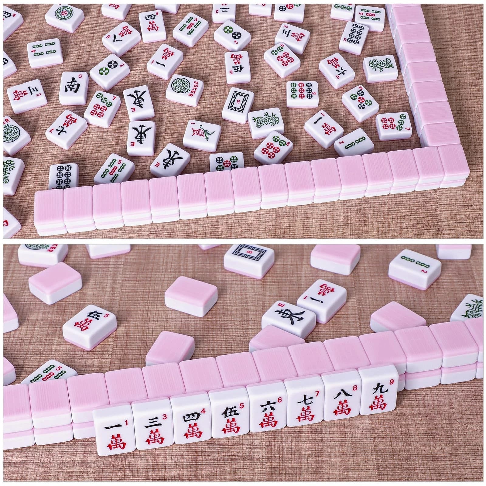 Classic Pink Back Mahjong Tile Set, additional view