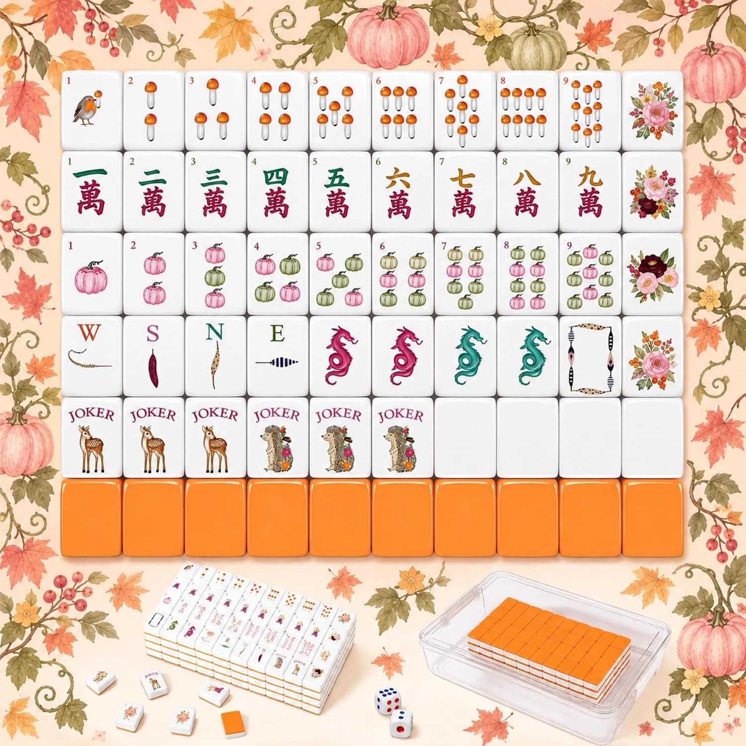 Pastel Autumn Mahjong Tile Set