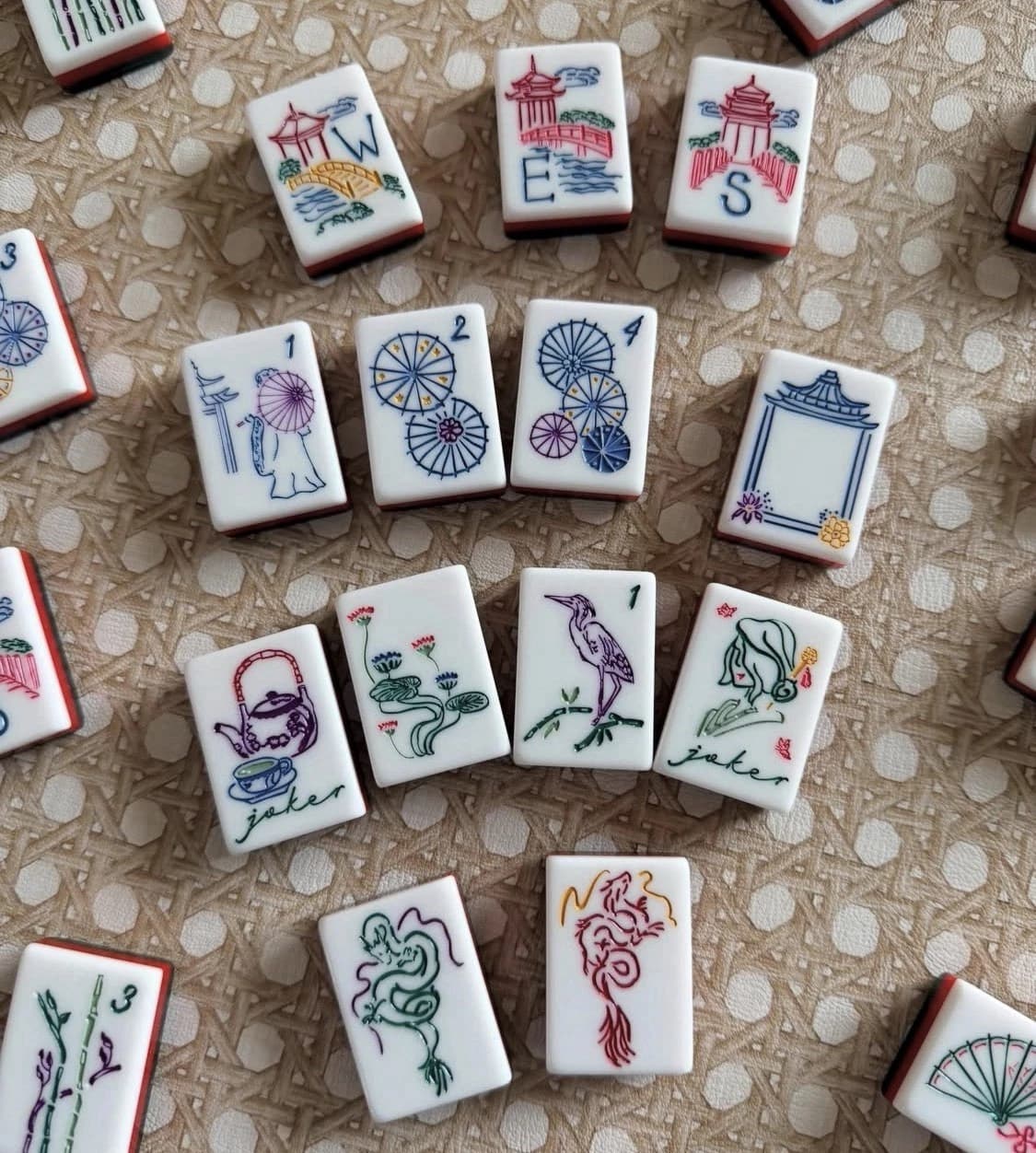 Green Marble Pagoda Mahjong Tile Set (Personalized), additional view