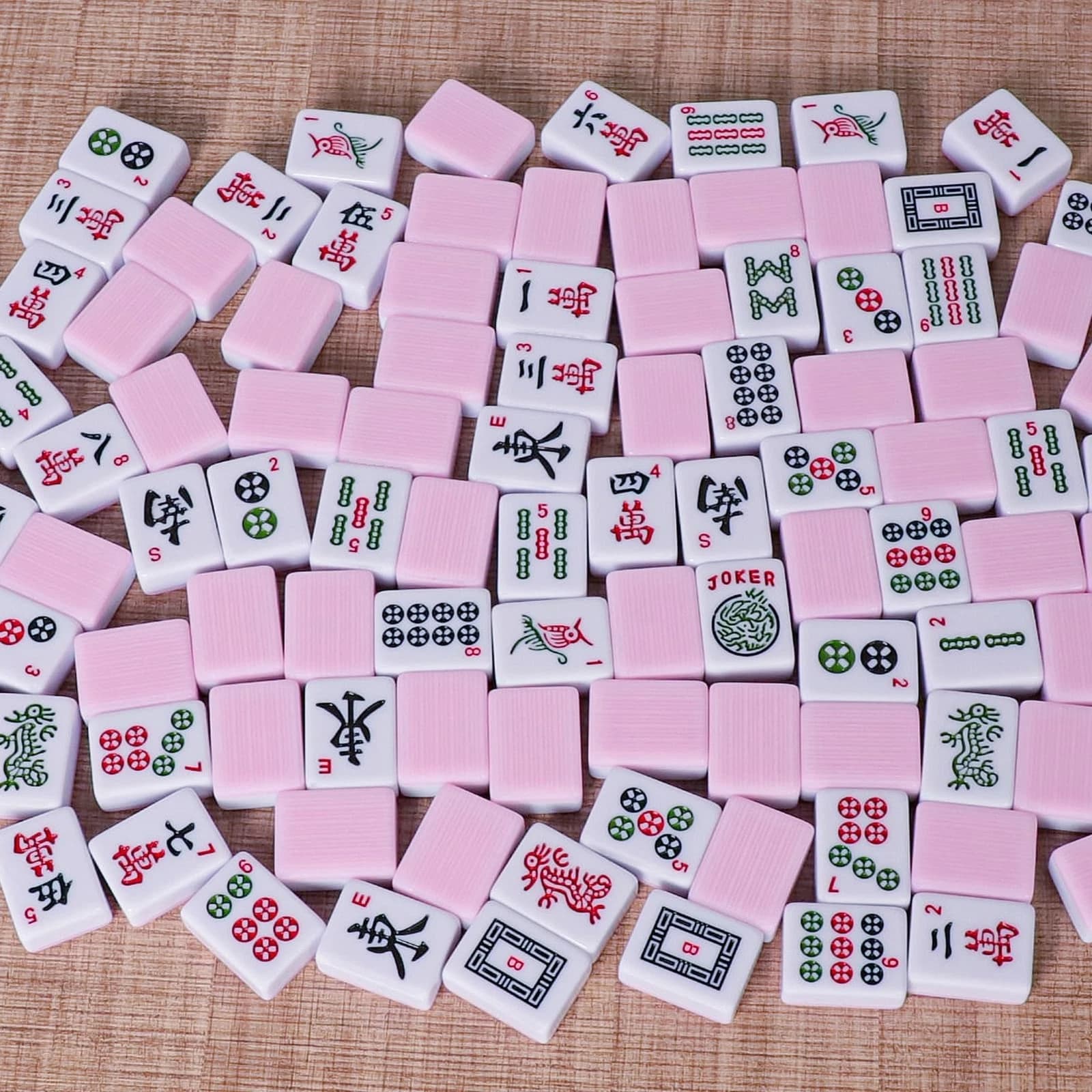 Classic Pink Back Mahjong Tile Set, additional view