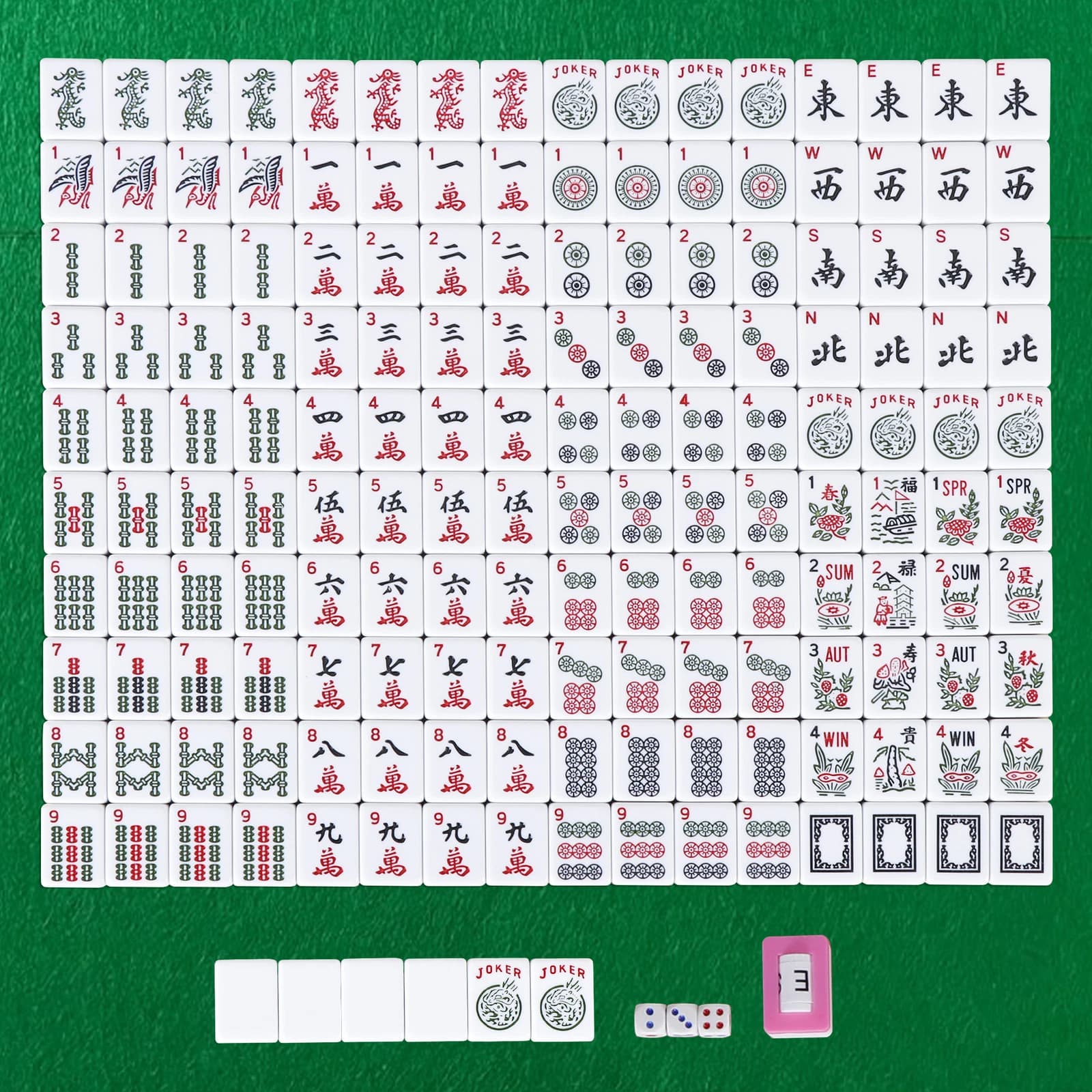 Basic Affordable Mahjong Starter Set with Pink Carrying Bag, additional view