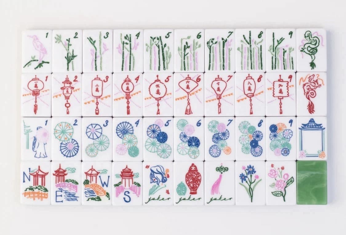 Green Marble Pagoda Mahjong Tile Set (Personalized), additional view