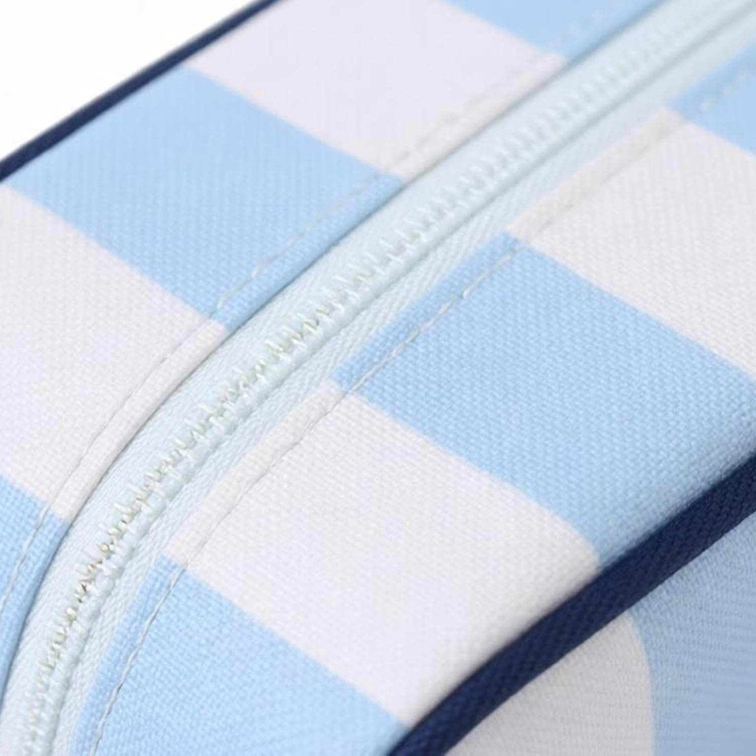 Storage pouch, blue and white stripes, additional view
