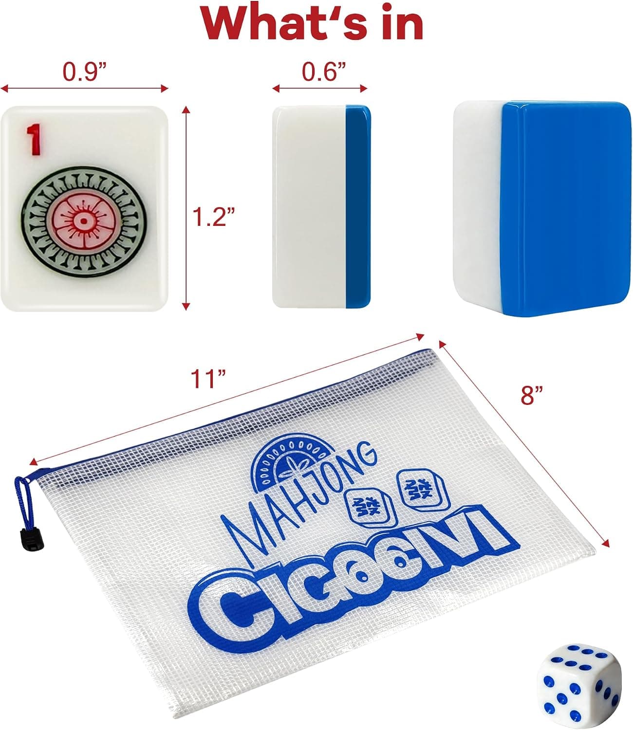 Classic Mahjong Tiles with Blue Back Design, additional view