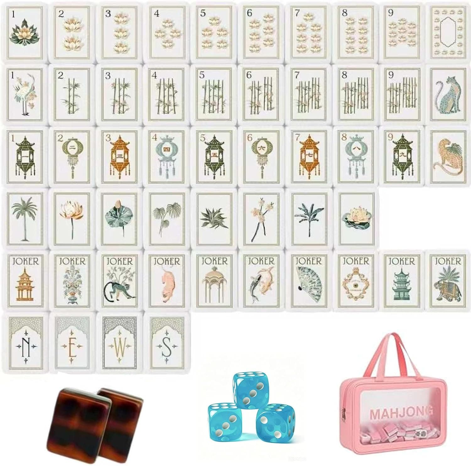 Autumn Botanica Mahjong Tile Set