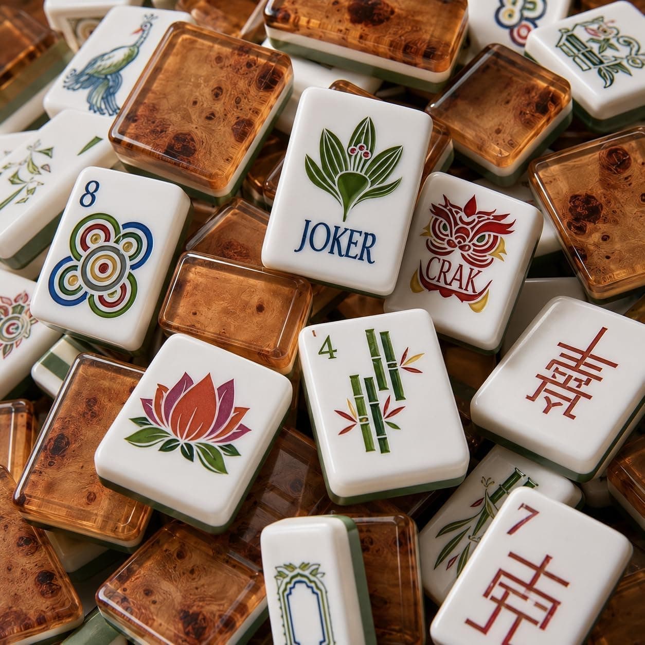 Amber Tortoiseshell Mahjong Tile Set, additional view