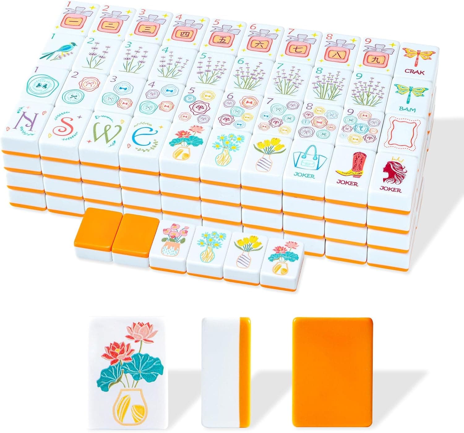 Vintage Ladies-Themed Tile Set - Orange (2-layer)