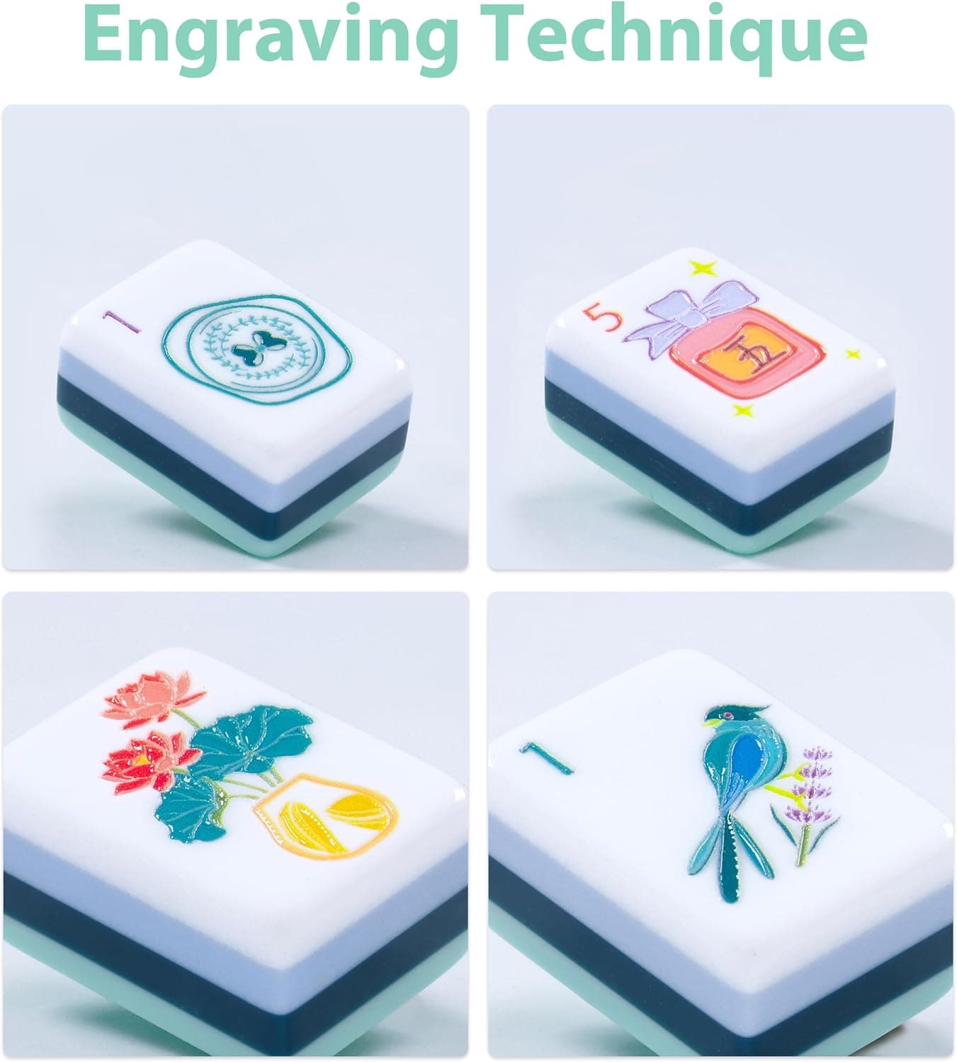 Vintage Ladies-Themed Tile Set - Teal (4-layer), additional view