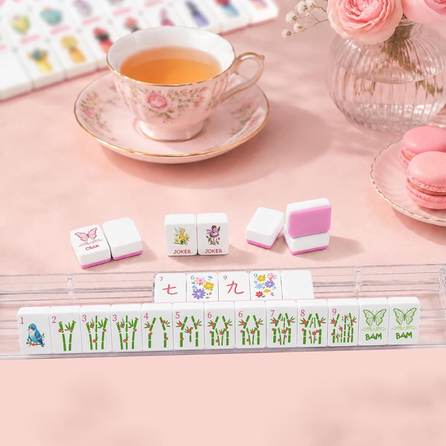 Pink Pretty Ballerina Mahjong Tile Set, additional view