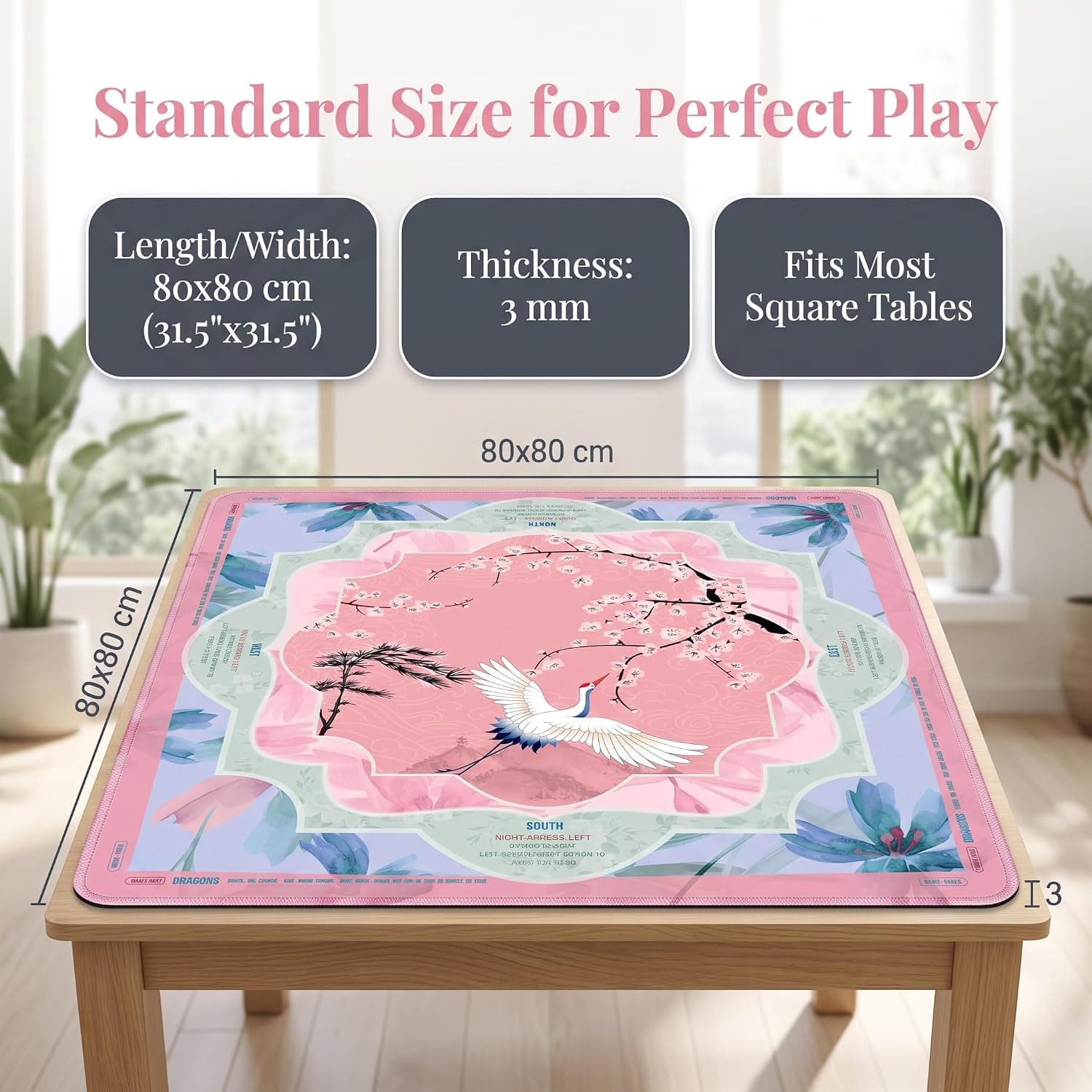 Crane & Cherry Blossom Mahjong Mat, additional view