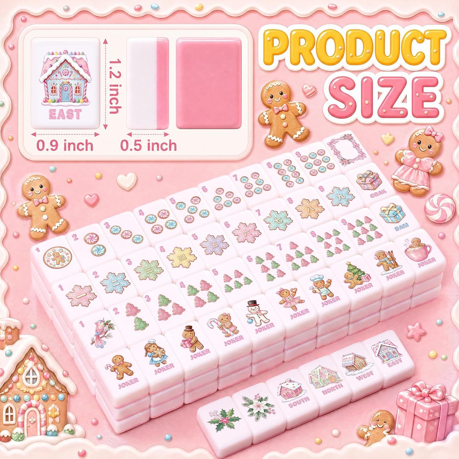 Pink Gingerbread Man Christmas Tile Set, additional view