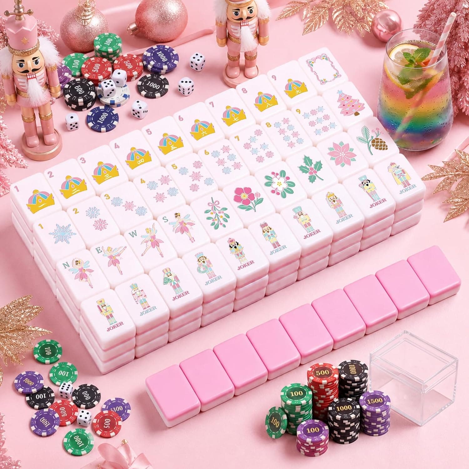 Pink Nutcracker Christmas Tile Set, additional view