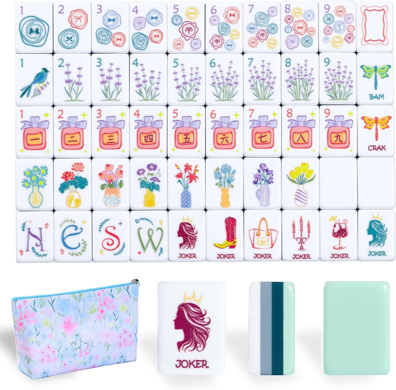 Vintage Ladies-Themed Tile Set - Teal (4-layer)