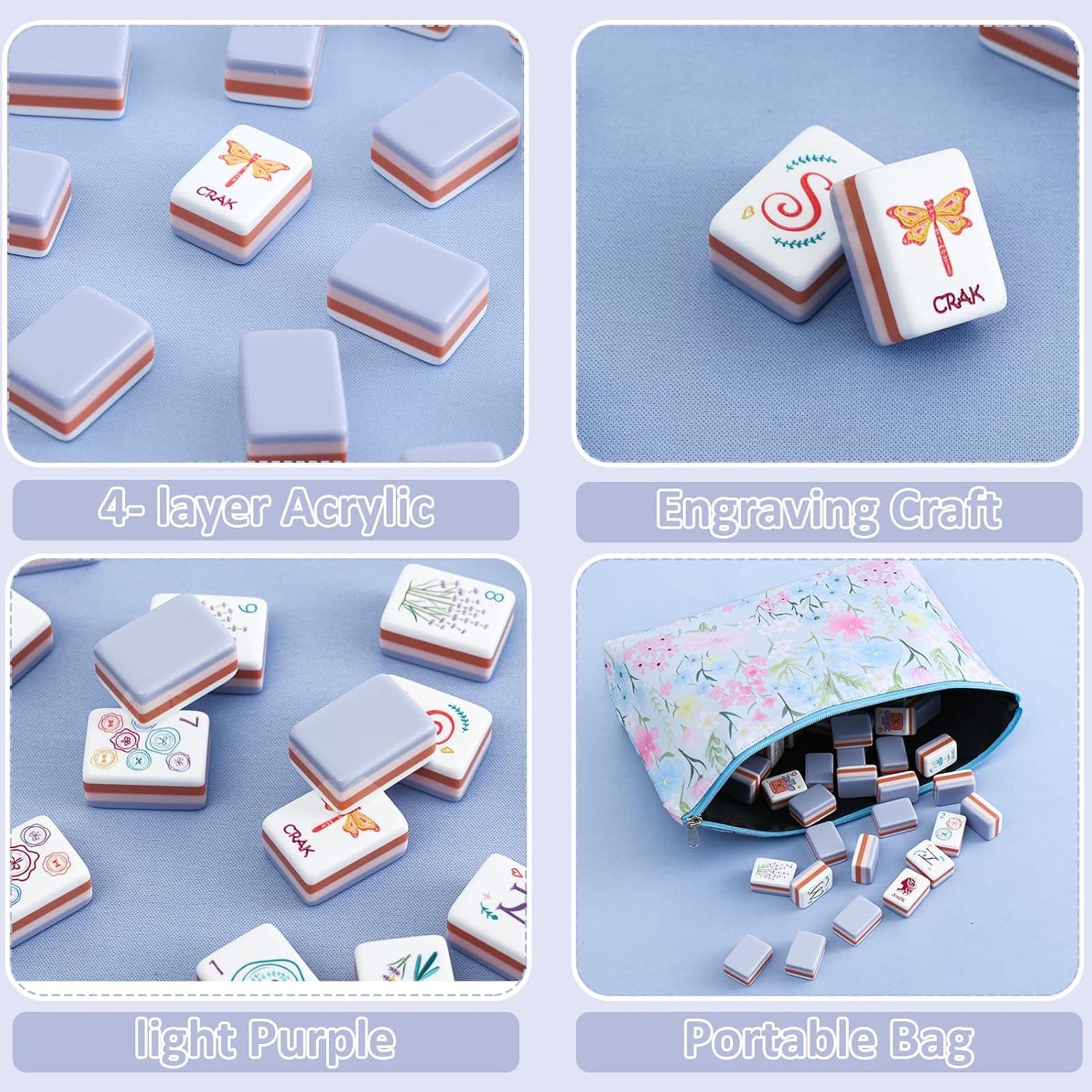 Vintage Ladies-Themed Tile Set - Lilac (4-layer), additional view