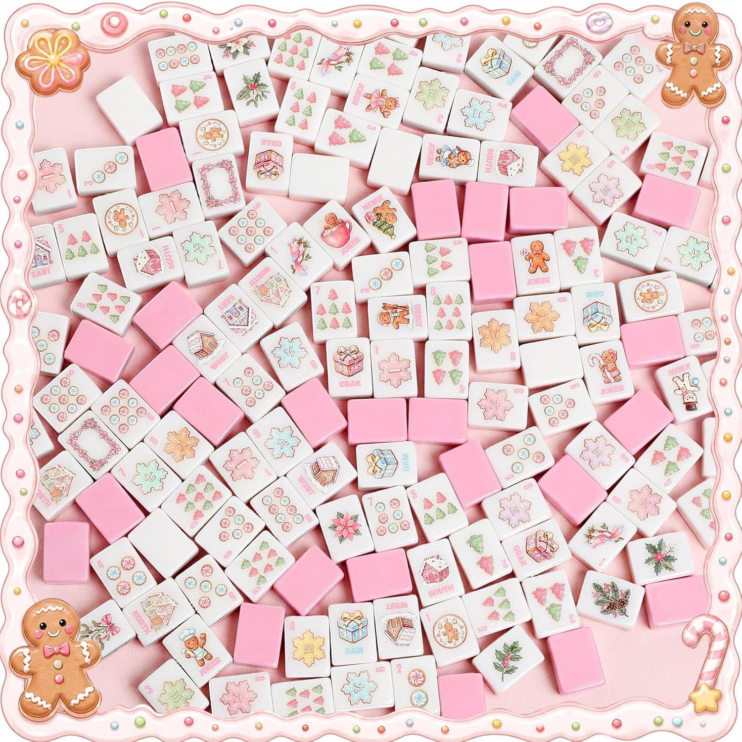 Pink Gingerbread Man Christmas Tile Set, additional view