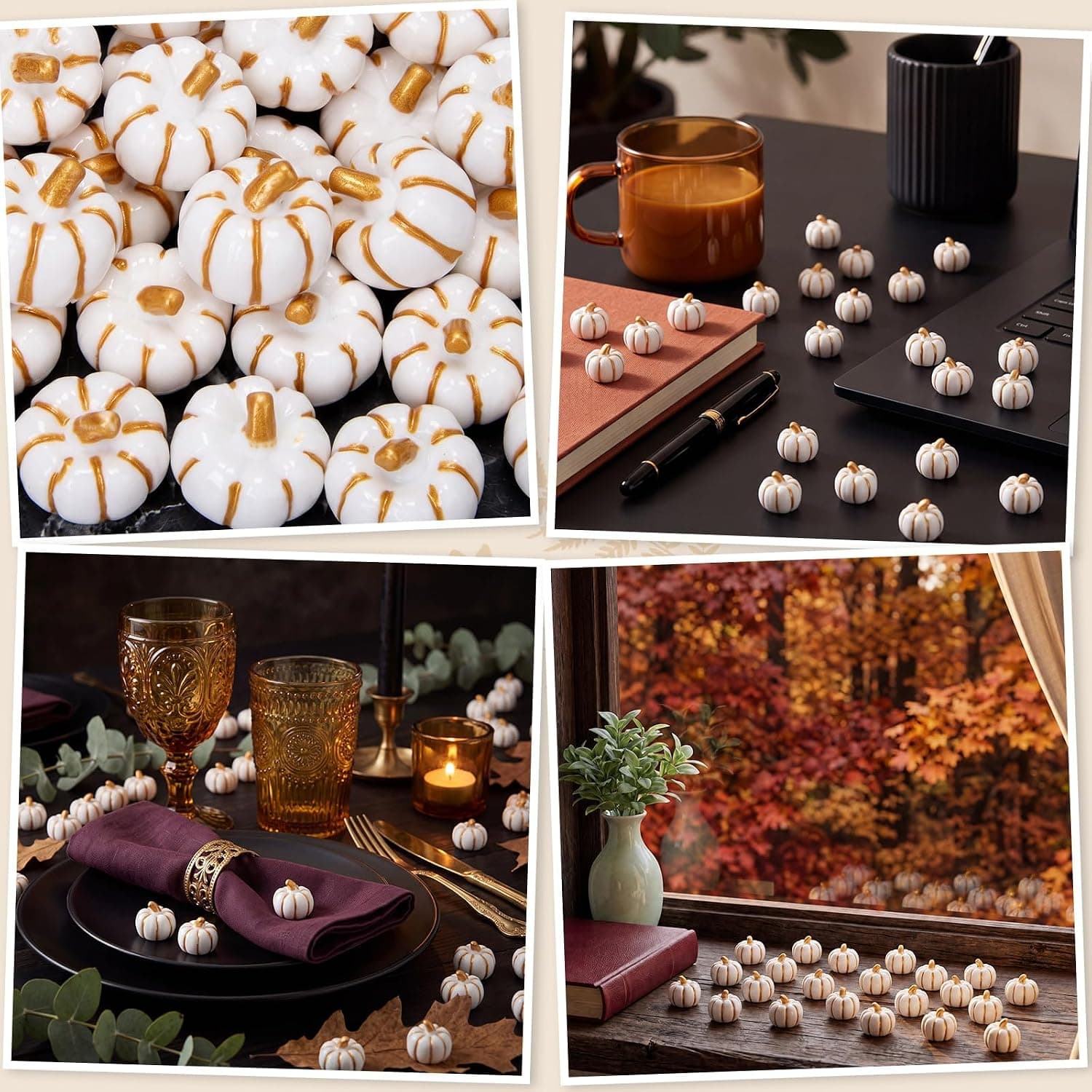 White and Gold Pumpkin Trinkets