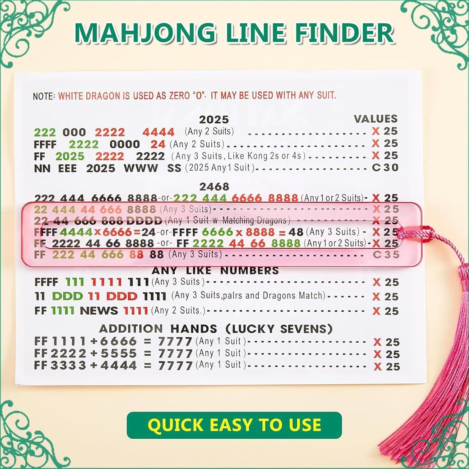 Mahjong line finder, additional view