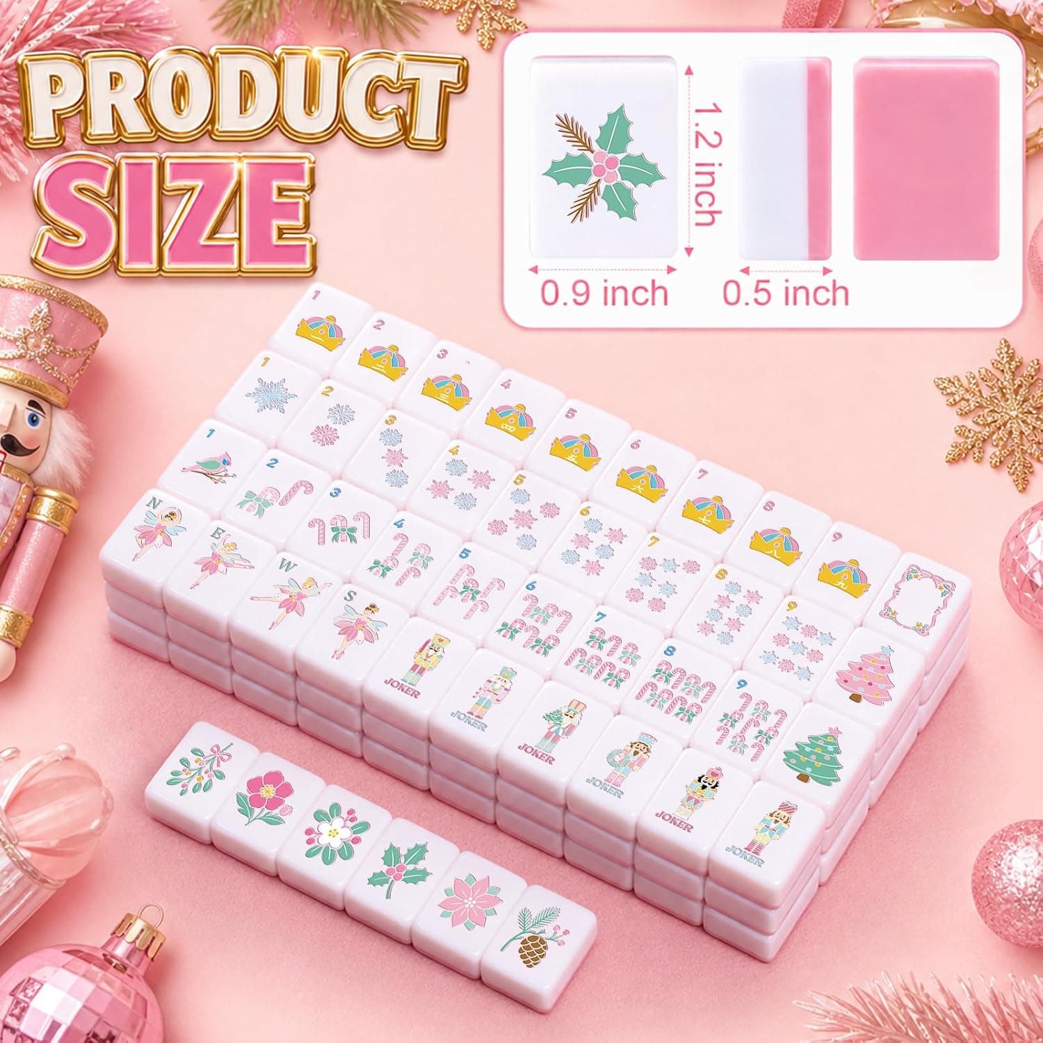 Pink Nutcracker Christmas Tile Set, additional view