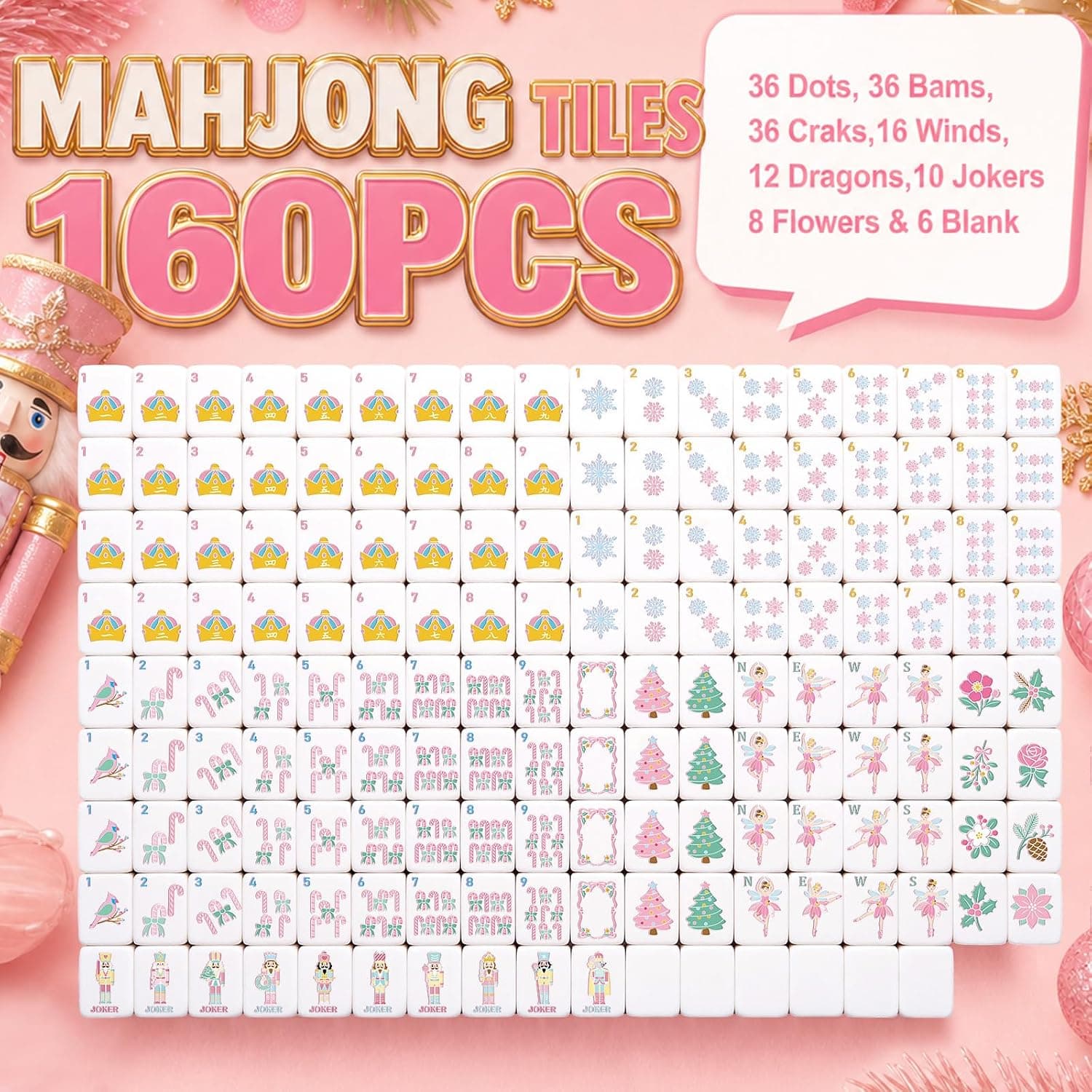 Pink Nutcracker Christmas Tile Set, additional view