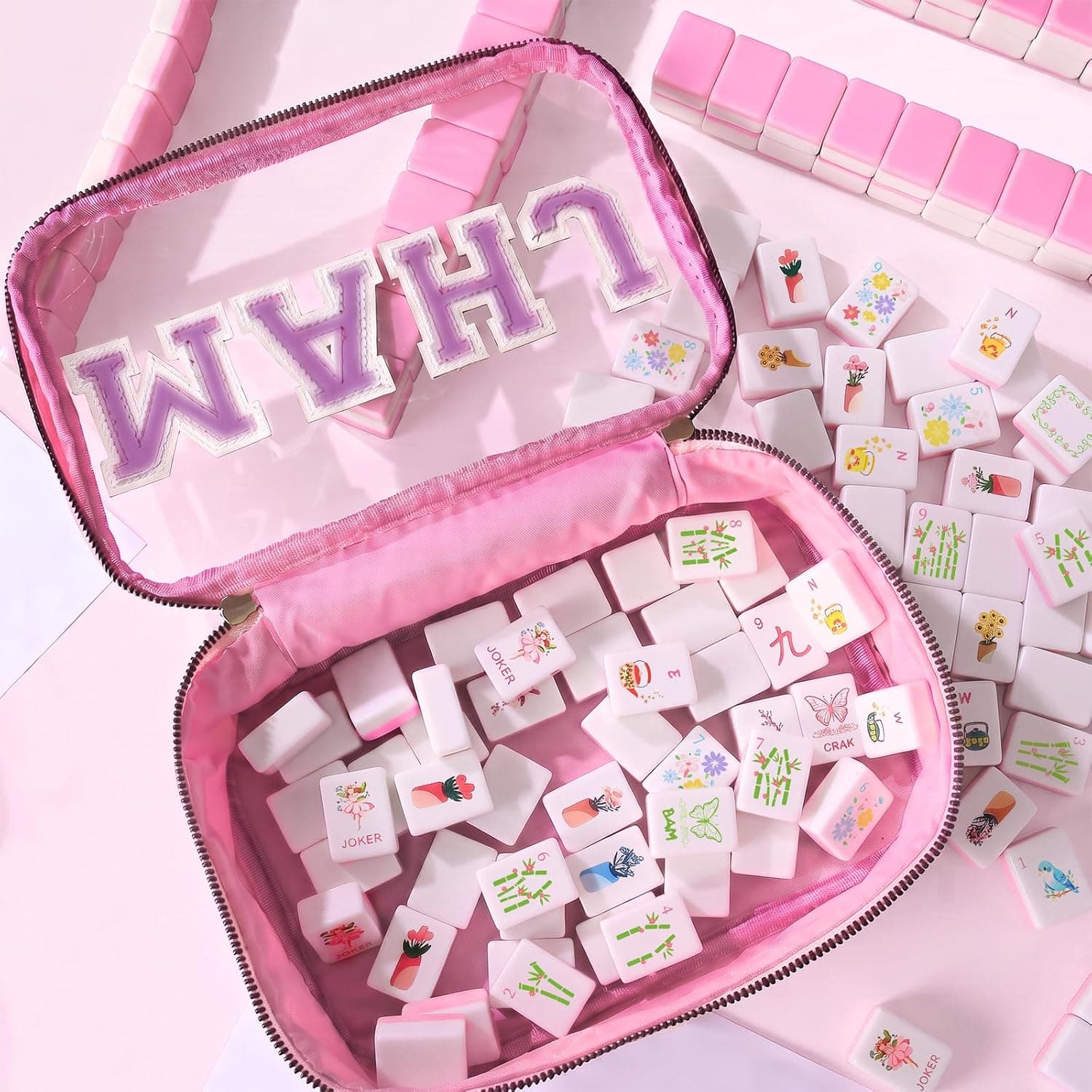 Pink Pretty Ballerina Mahjong Tile Set, additional view