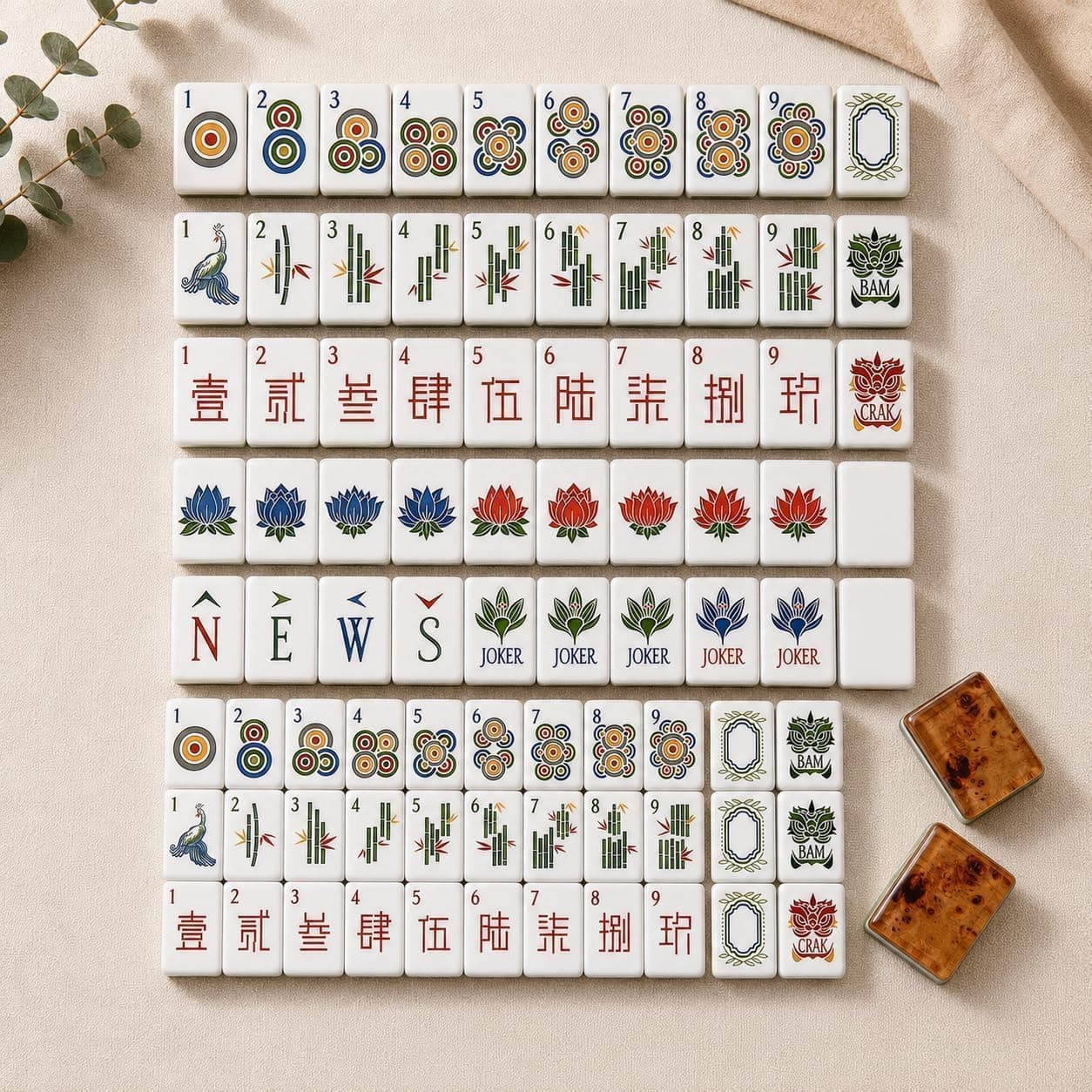 Amber Tortoiseshell Mahjong Tile Set, additional view