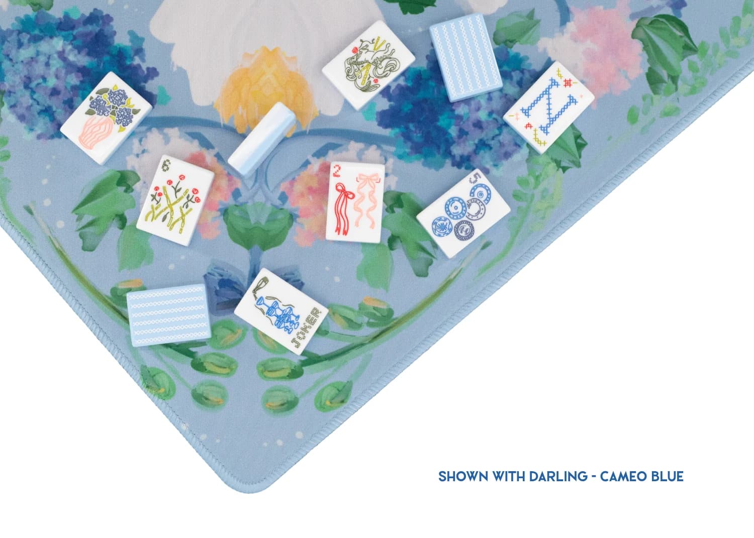 Powder Blue Garden Party Mahjong Playing Mat, additional view