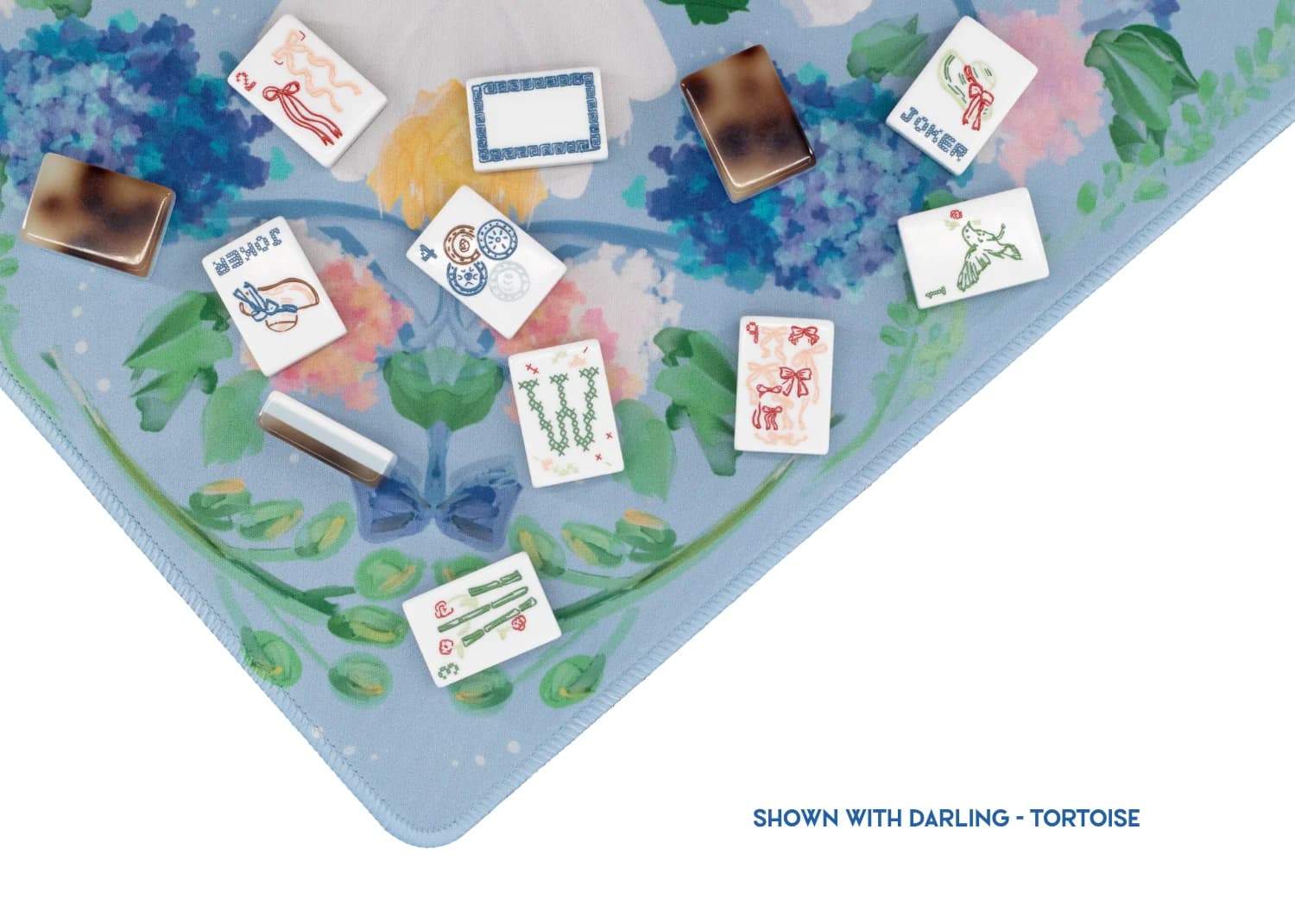 Powder Blue Garden Party Mahjong Playing Mat, additional view