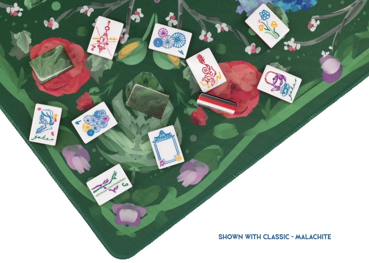 Deep Green Garden Party Mahjong Playing Mat, additional view