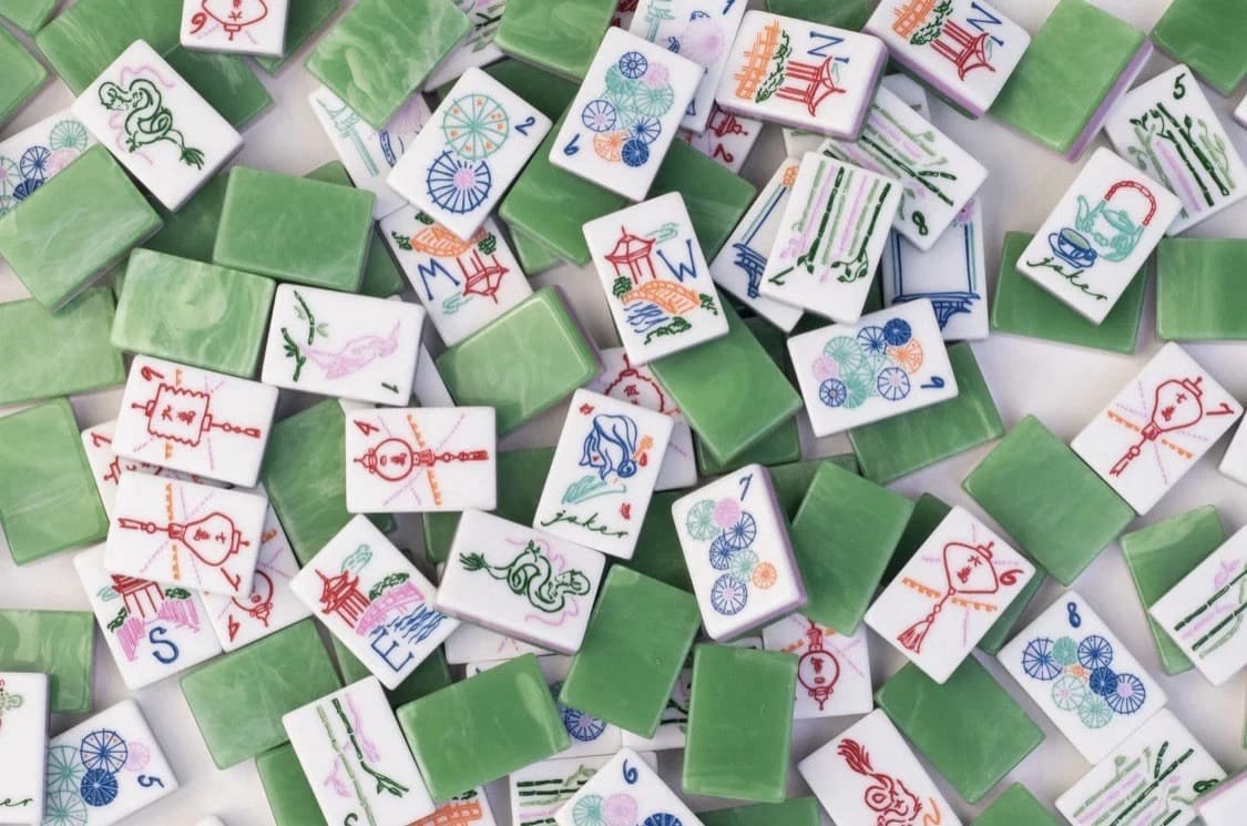 Green Marble Pagoda Mahjong Tile Set (Personalized)