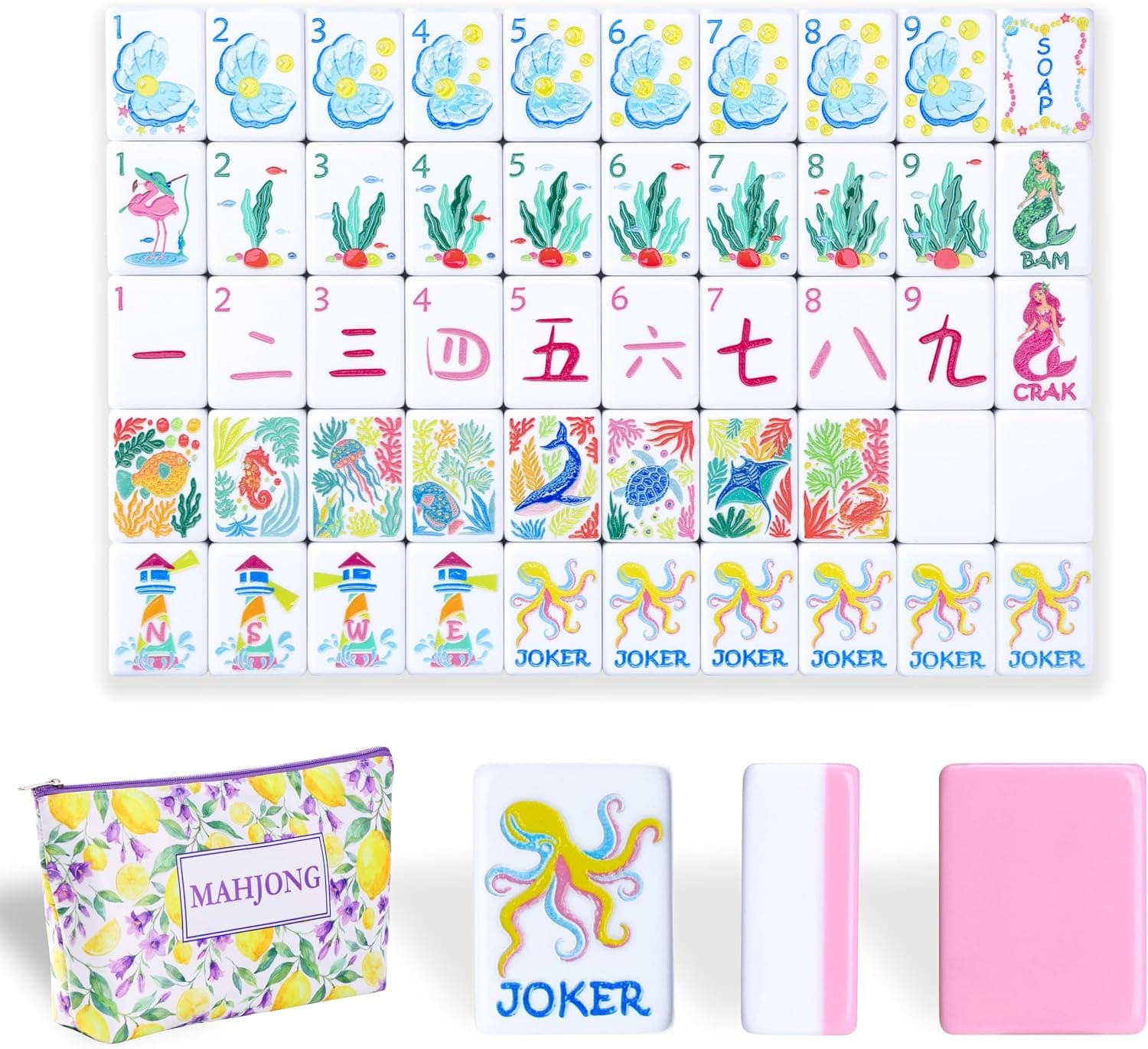 Ocean-Themed Tile Set - Pink