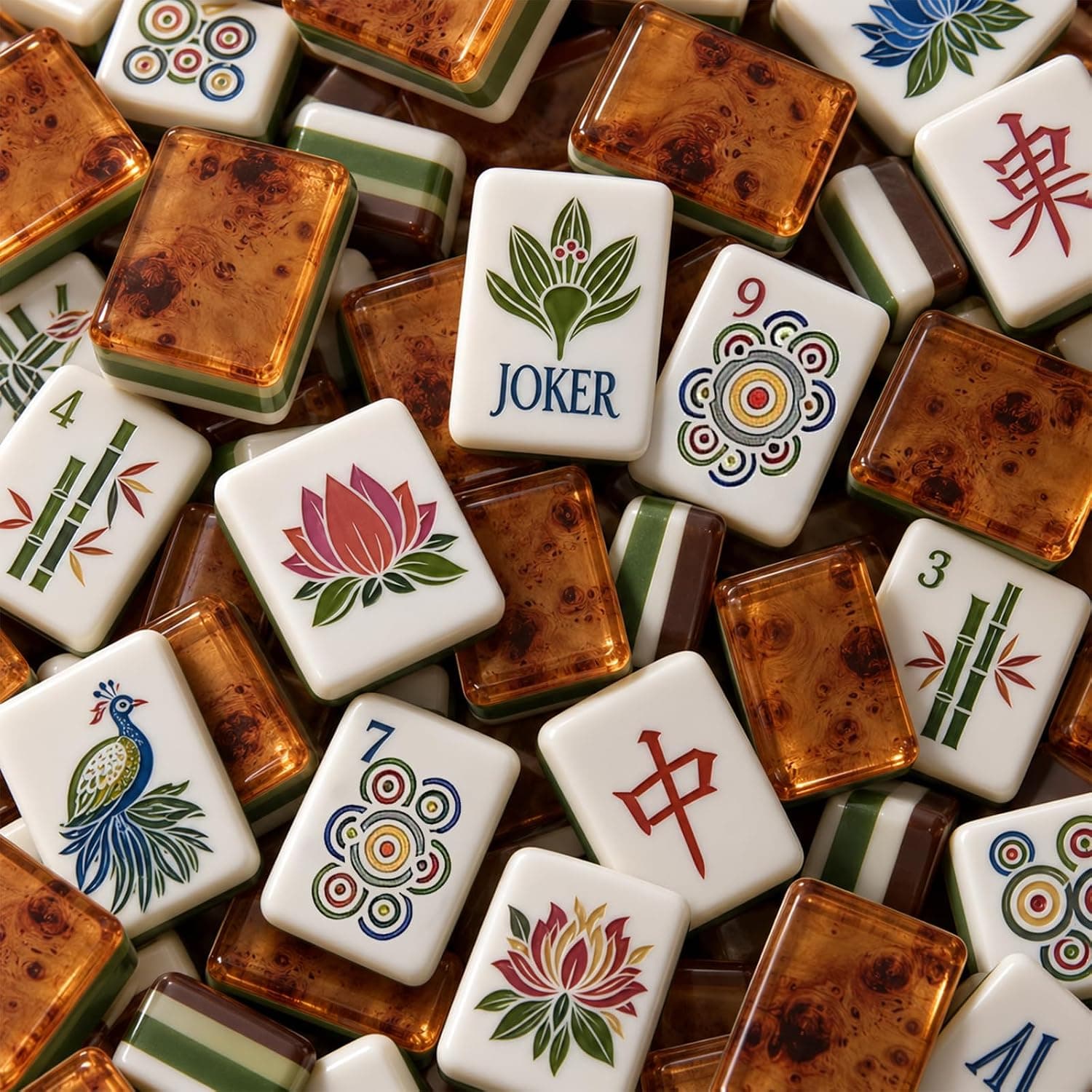 Amber Tortoiseshell Mahjong Tile Set