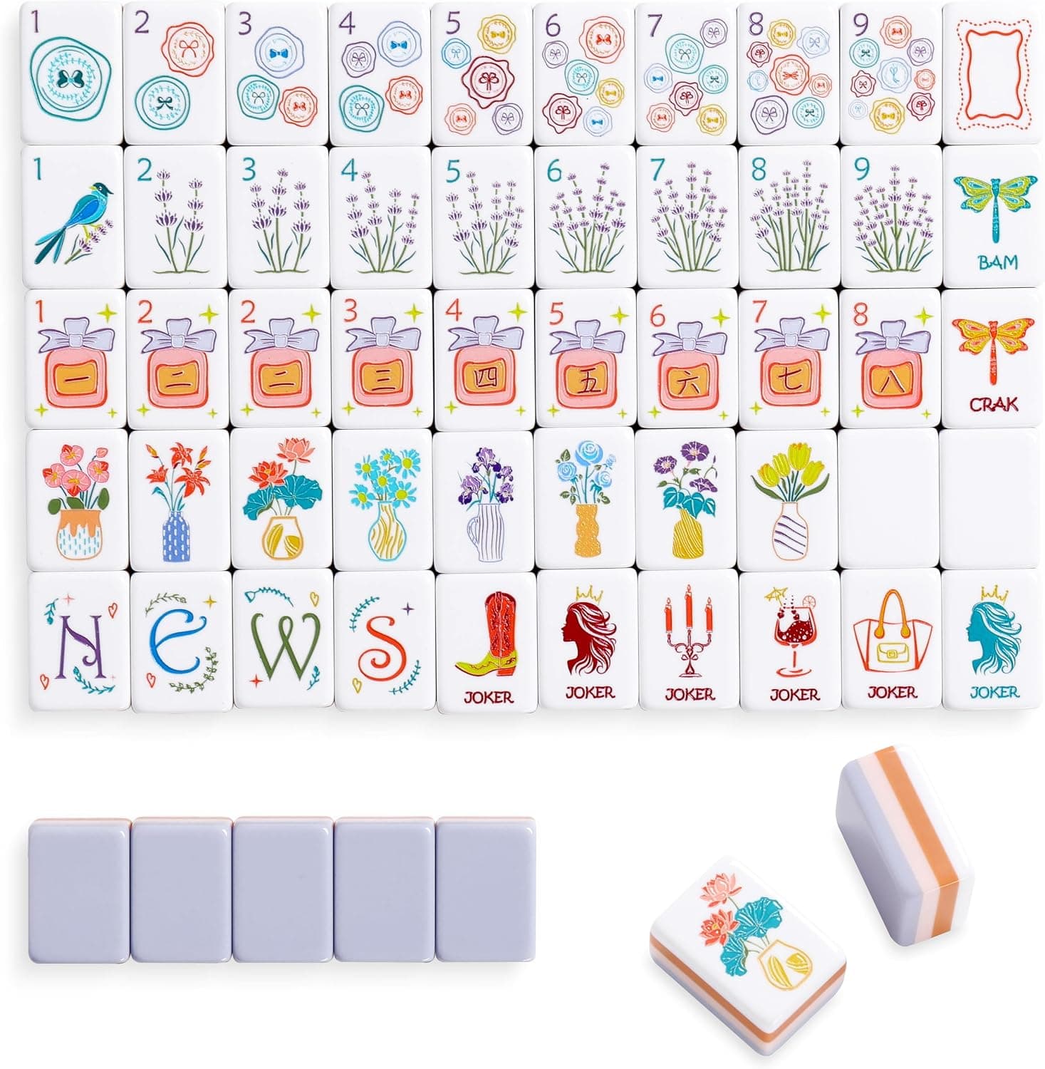 Vintage Ladies-Themed Tile Set - Lilac (4-layer)