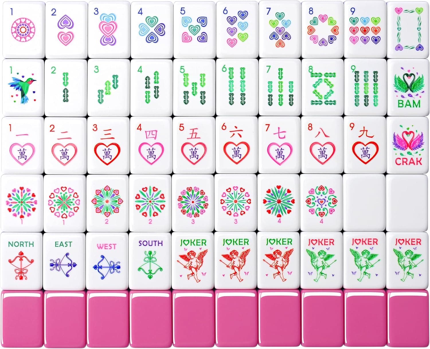 Heart-shaped Mahjong Tile Set