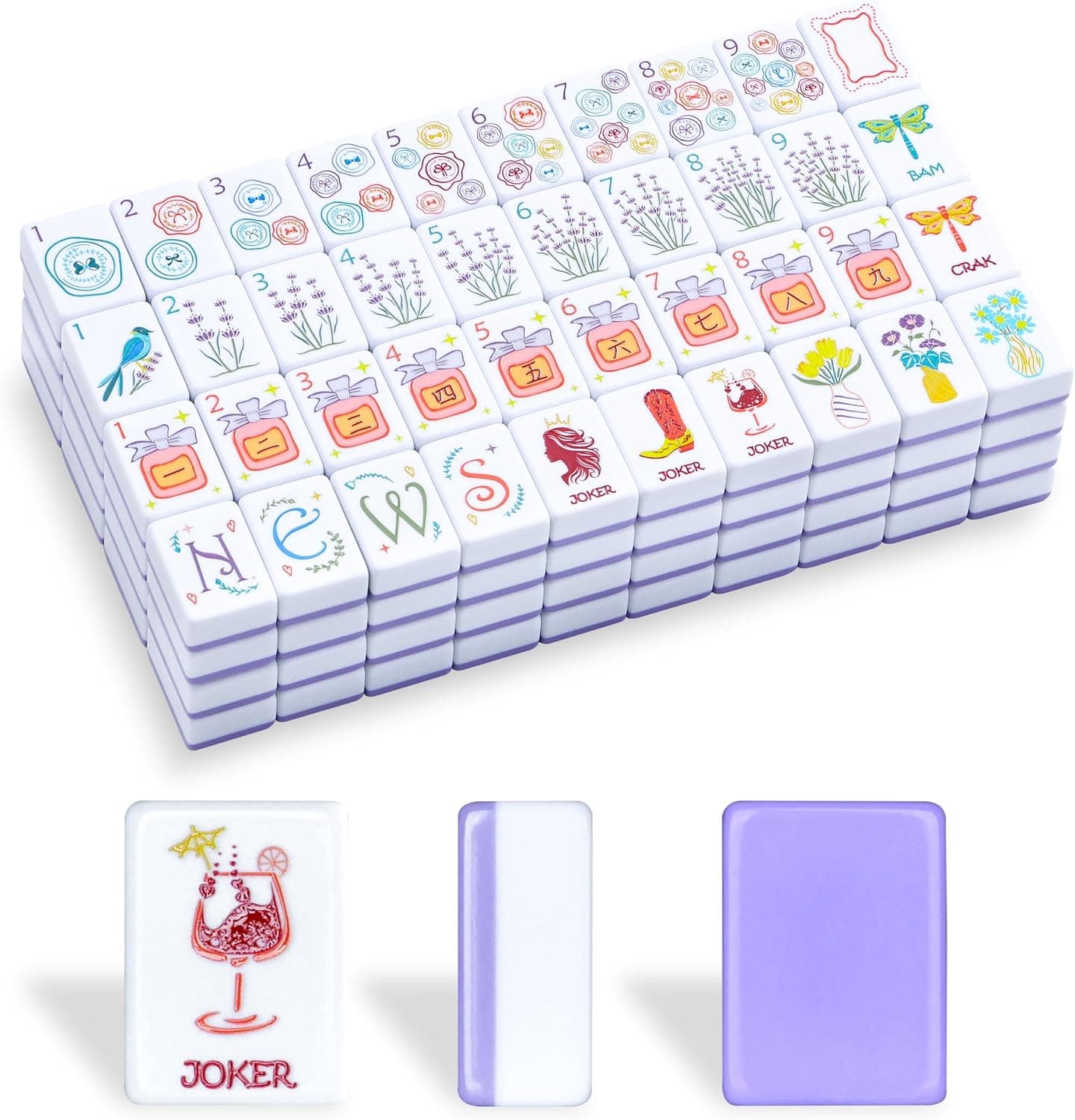 Vintage Ladies-Themed Tile Set - Purple (2-layer)