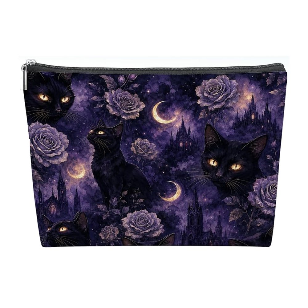 Halloween Mahjong Tile Bag - Black Cats & Moons