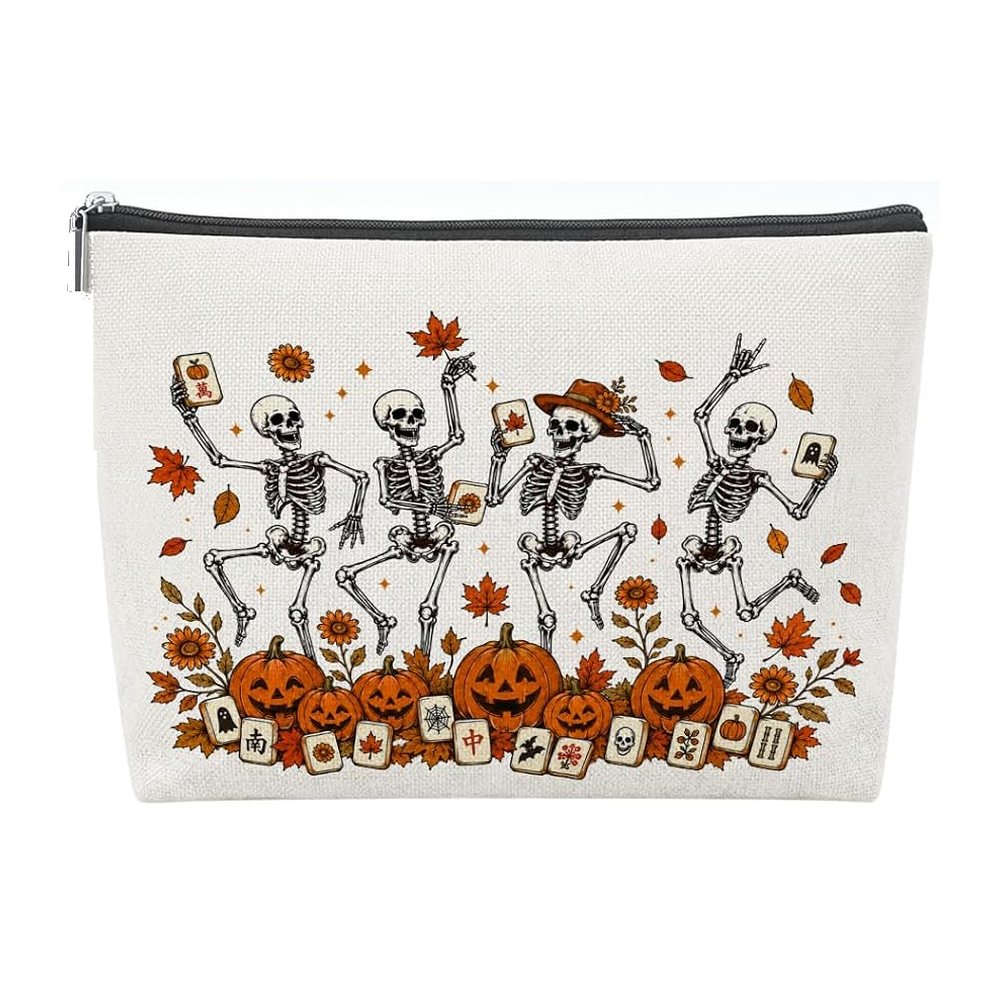 Halloween Mahjong Tile Bag - Dancing Skeletons