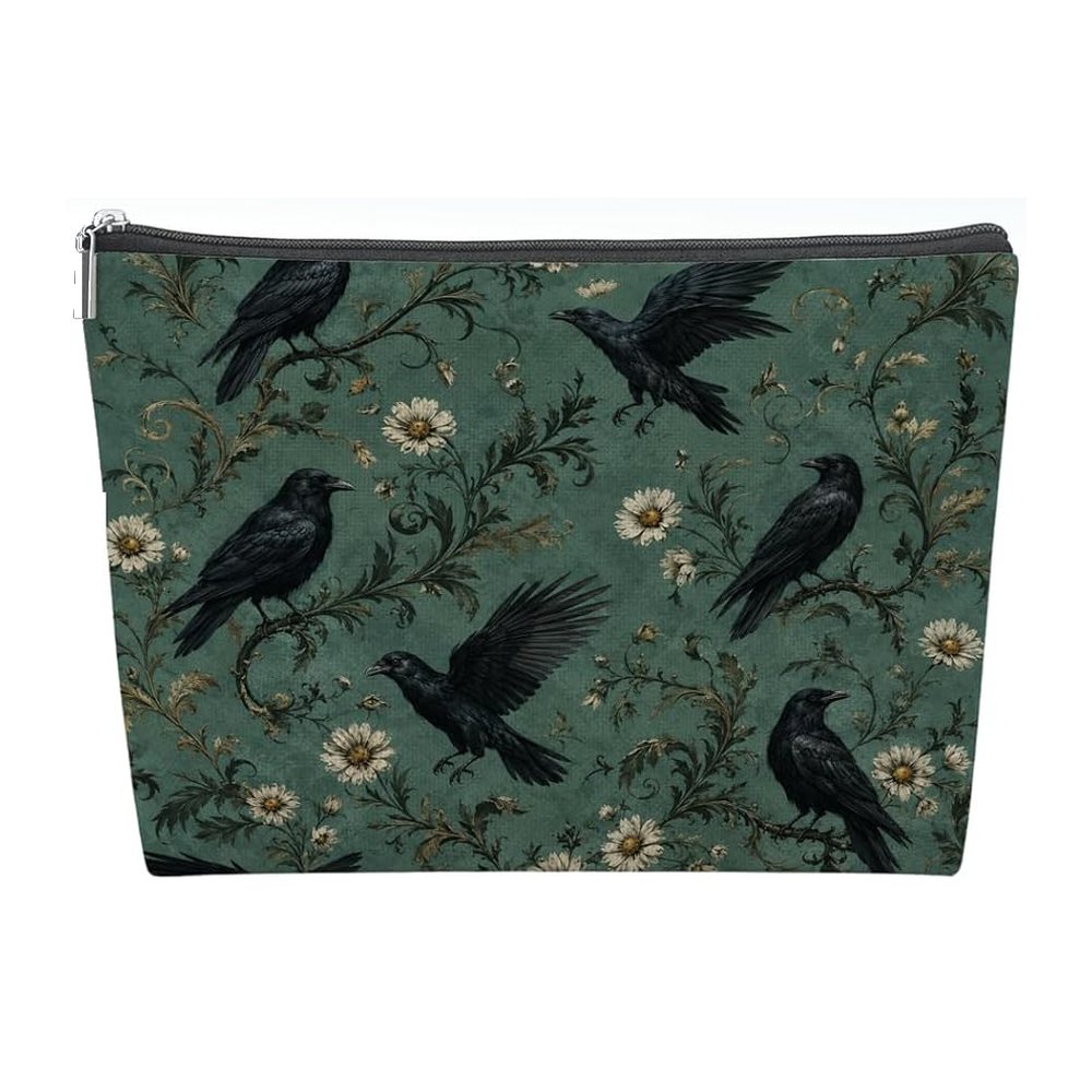 Halloween Mahjong Tile Bag - Green Gothic Crows